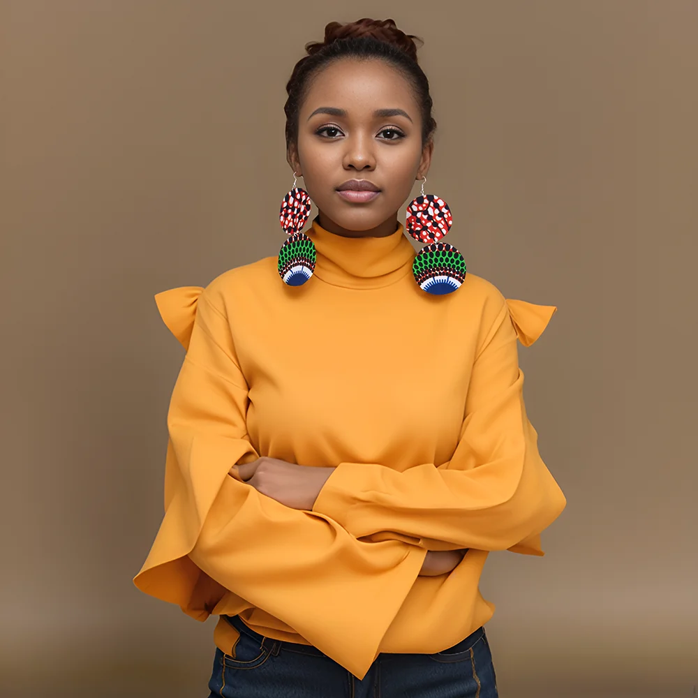 African Women Ankara Print Hoop Earrings Ankara Fashion Exaggerated Earrings Boho Chic Girl Gifts Oversized Accessories Wyb972